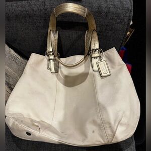 Coach Soho North South Tote ivory leather